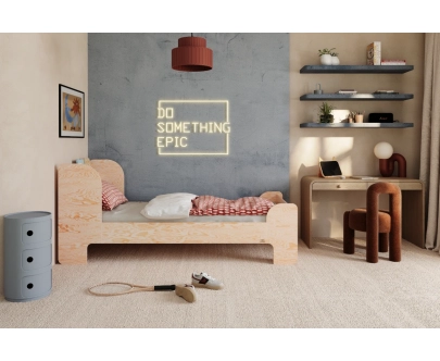 Łóżko dla dzieci i młodzieży z półką i stelażem FLOU Klasyczne Drewniane