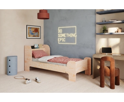 Łóżko dla dzieci i młodzieży z półką i stelażem FLOU Klasyczne Drewniane