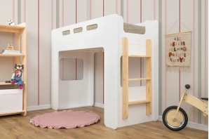 Łóżko piętrowe pojedyncze dla dziecka z antresolą  MIMI A Montessori Drewniane