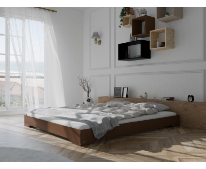 Łóżko pojedyncze dla dzieci podłogowe ze stelażem TILA 7 Montessori Drewniane