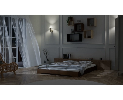 Łóżko pojedyncze dla dzieci podłogowe ze stelażem TILA 7 Montessori Drewniane