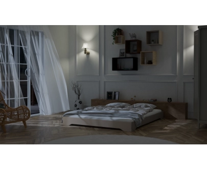 Łóżko pojedyncze dla dzieci podłogowe ze stelażem TILA 7 Montessori Drewniane