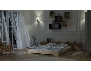 Łóżko pojedyncze dla dzieci podłogowe ze stelażem TILA 7 Montessori Drewniane