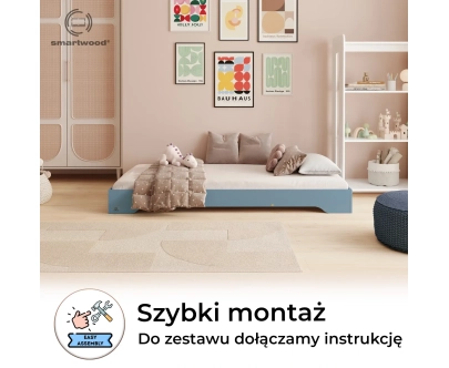 Łóżko pojedyncze dla dzieci podłogowe ze stelażem TILA 7 Montessori Drewniane