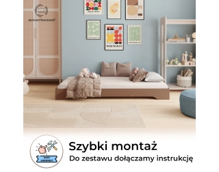 Łóżko pojedyncze dla dzieci podłogowe ze stelażem TILA 7 Montessori Drewniane