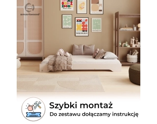 Łóżko pojedyncze dla dzieci podłogowe ze stelażem TILA 7 Montessori Drewniane