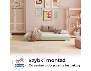 Łóżko pojedyncze dla dzieci podłogowe ze stelażem TILA 7 Montessori Drewniane