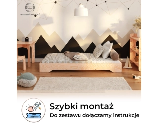 Łóżko pojedyncze dla dzieci podłogowe ze stelażem TILA 7 Montessori Drewniane