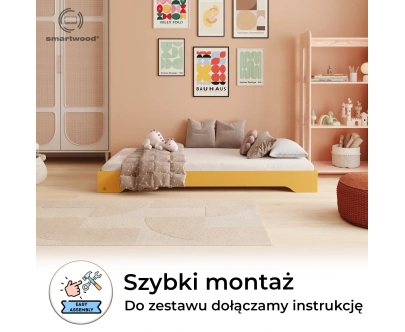 Łóżko pojedyncze dla dzieci podłogowe ze stelażem TILA 7 Montessori Drewniane
