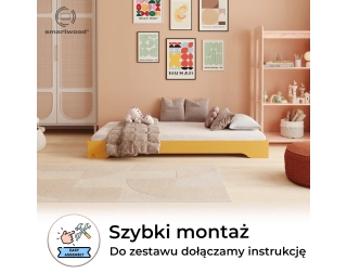 Łóżko pojedyncze dla dzieci podłogowe ze stelażem TILA 7 Montessori Drewniane