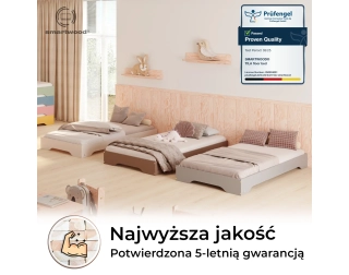 Łóżko pojedyncze dla dzieci podłogowe ze stelażem TILA 7 Montessori Drewniane