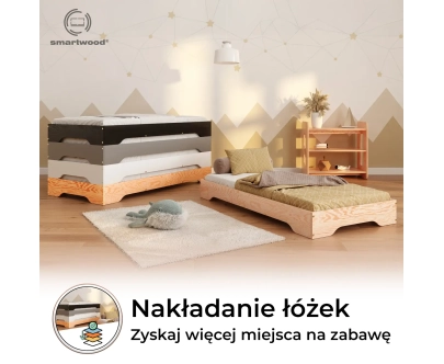 Łóżko pojedyncze dla dzieci podłogowe ze stelażem TILA 7 Montessori Drewniane