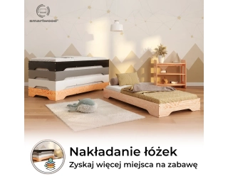 Łóżko pojedyncze dla dzieci podłogowe ze stelażem TILA 7 Montessori Drewniane