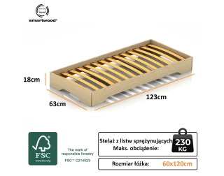 Łóżko pojedyncze dla dzieci podłogowe ze stelażem TILA 7 Montessori Drewniane