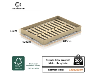 Łóżko pojedyncze dla dzieci podłogowe ze stelażem TILA 7 Montessori Drewniane