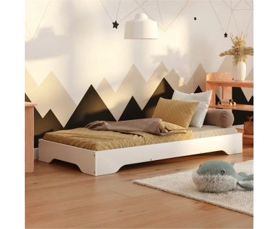 Łóżko pojedyncze dla dzieci podłogowe ze stelażem TILA 7 Montessori Drewniane