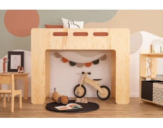 Łóżko piętrowe pojedyncze dla dziecka z antresolą  MIMI A Montessori Drewniane