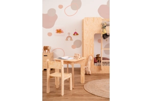 Stolik z krzesełkiem dla dziecka TAB+KR Montessori Drewniany