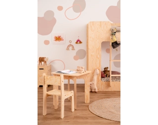 Stolik z krzesełkiem dla dziecka TAB+KR Montessori Drewniany