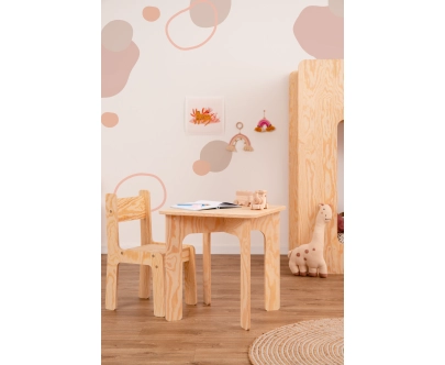 Stolik z krzesełkiem dla dziecka TAB+KR Montessori Drewniany