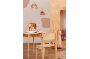 Stolik z krzesełkiem dla dziecka TAB+KR Montessori Drewniany