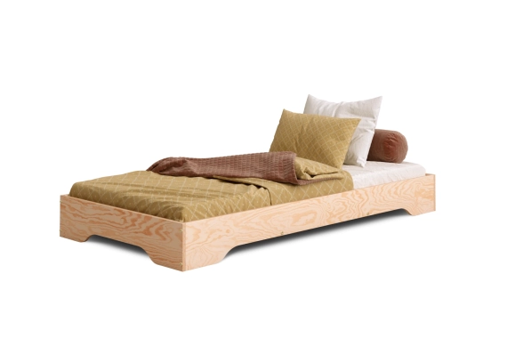 Łóżko pojedyncze dla dzieci podłogowe ze stelażem TILA 7 Montessori Drewniane