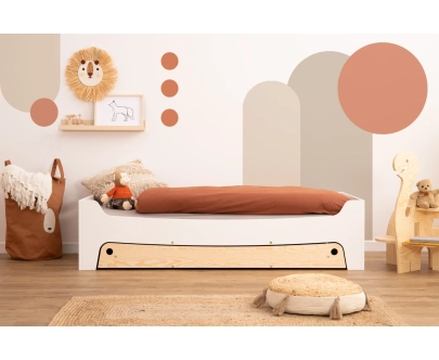 Łóżko dziecięce z szufladą i stelażem TILA 10 Montessori Drewniane