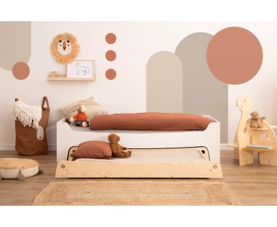 Łóżko dziecięce z szufladą i stelażem TILA 10 Montessori Drewniane