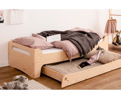 Łóżko dziecięce z szufladą i stelażem TILA 10 Montessori Drewniane