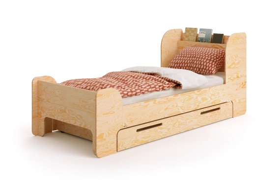Łóżko dla dzieci i młodzieży z szufladą i stelażem FLOU D Klasyczne Drewniane