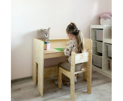 Zestaw biurko i krzesełko dla dziecka SET MIMI DESK Montessori Drewniane