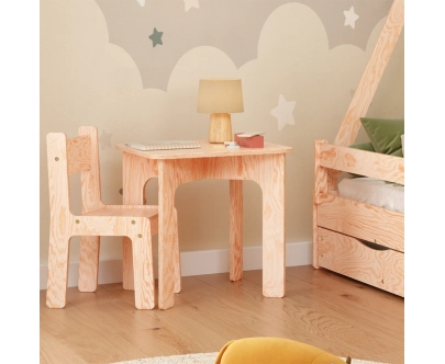 Stolik z krzesełkiem dla dziecka SET MIMI TAB Montessori Drewniany