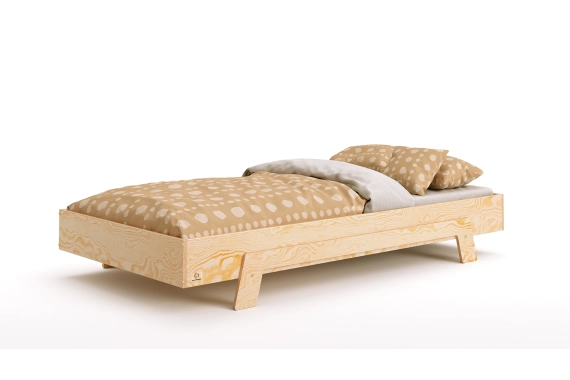 Łóżko pojedyncze dla dzieci ze stelażem PUZZLE Montessori Drewniane