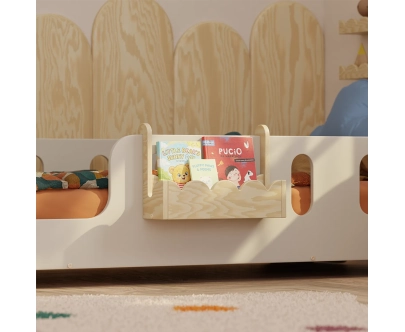 Zawieszana półka na książki dla dzieci LULI Montessori Drewniana