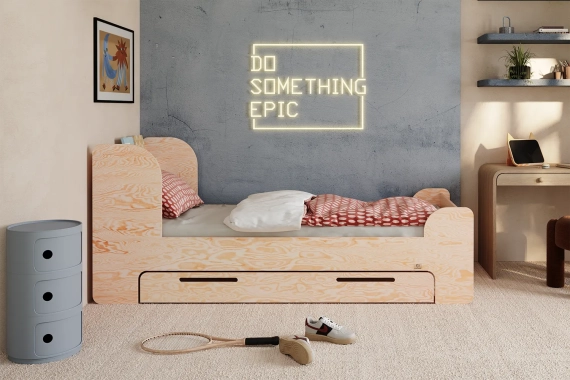Łóżko dla dzieci i młodzieży FLOU D – Szuflada i stelaż