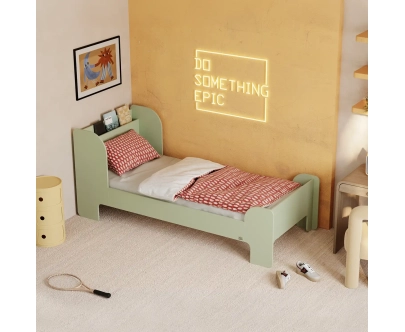 Łóżko dla dzieci i młodzieży z półką i stelażem FLOU Klasyczne Drewniane