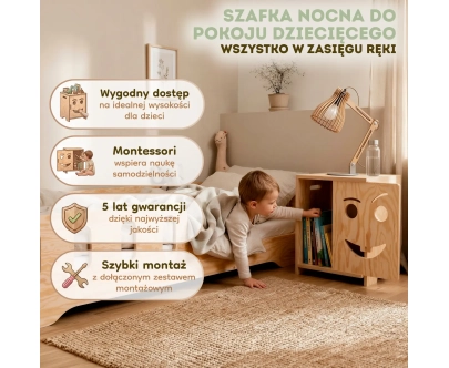 Szafka nocna dla dzieci KAPI Montessori Drewniana