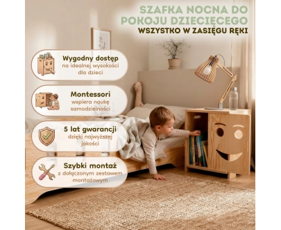 Szafka nocna dla dzieci KAPI Montessori Drewniana