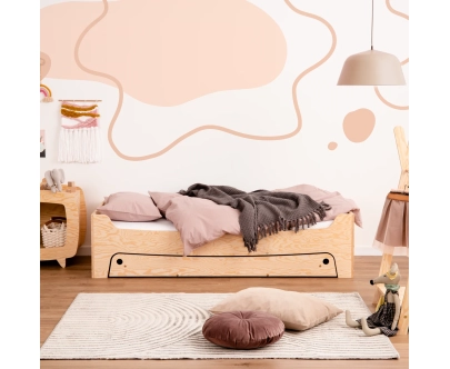 Łóżko dziecięce z szufladą i stelażem TILA 10 Montessori Drewniane