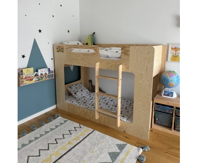 Łóżko piętrowe dla dzieci ze stelażem MIMI Montessori Drewniane