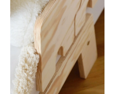 Łóżko pojedyncze dla dzieci z barierką i stelażem PUZZLE BR1 Montessori Drewniane