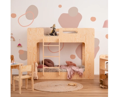 Łóżko piętrowe dla dzieci ze stelażem MIMI Montessori Drewniane