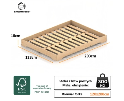 Łóżko pojedyncze dla dzieci podłogowe ze stelażem TILA 7 Montessori Drewniane