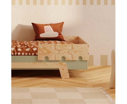 Barierka do łóżka dla dzieci PUZZLE Montessori Drewniana