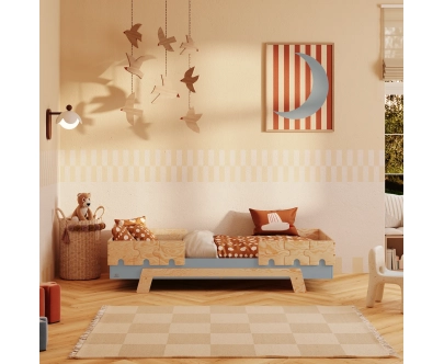 Barierka do łóżka dla dzieci PUZZLE Montessori Drewniana