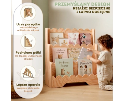 Regał na książki dla dzieci LULU Montessori Drewniany
