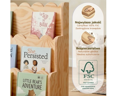 Regał na książki dla dzieci LULU Montessori Drewniany