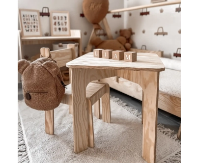 Stolik z krzesełkiem dla dziecka SET MIMI TAB Montessori Drewniany