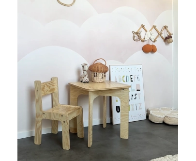 Stolik z krzesełkiem dla dziecka SET MIMI TAB Montessori Drewniany