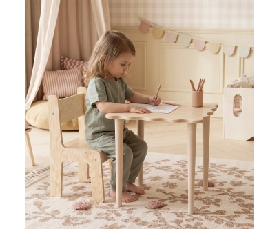 Stolik z krzesełkiem dla dziecka SET NALU TAB Montessori Drewniany